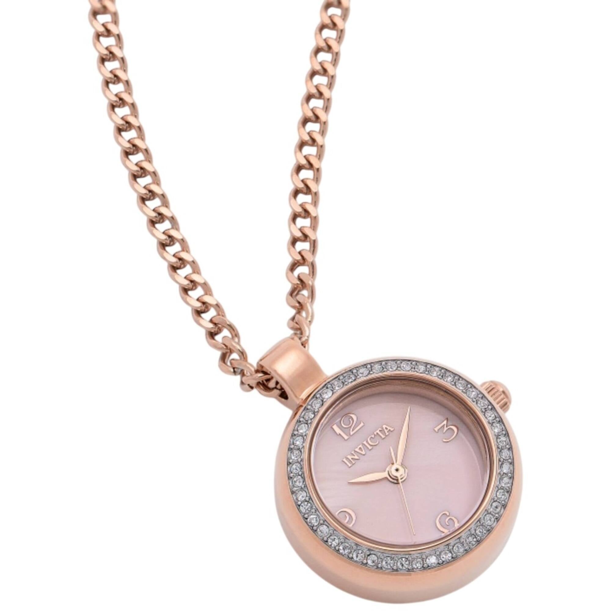 Invicta Women's Necklace Watch - Mini Angel Quartz Rose Gold MOP Dial Chain | 49933
