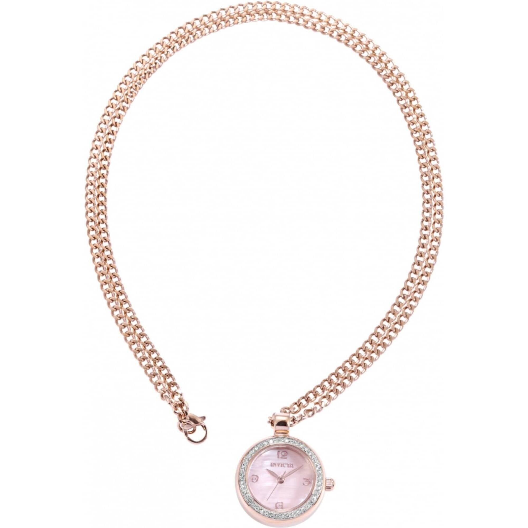 Invicta Women's Necklace Watch - Mini Angel Quartz Rose Gold MOP Dial Chain | 49933