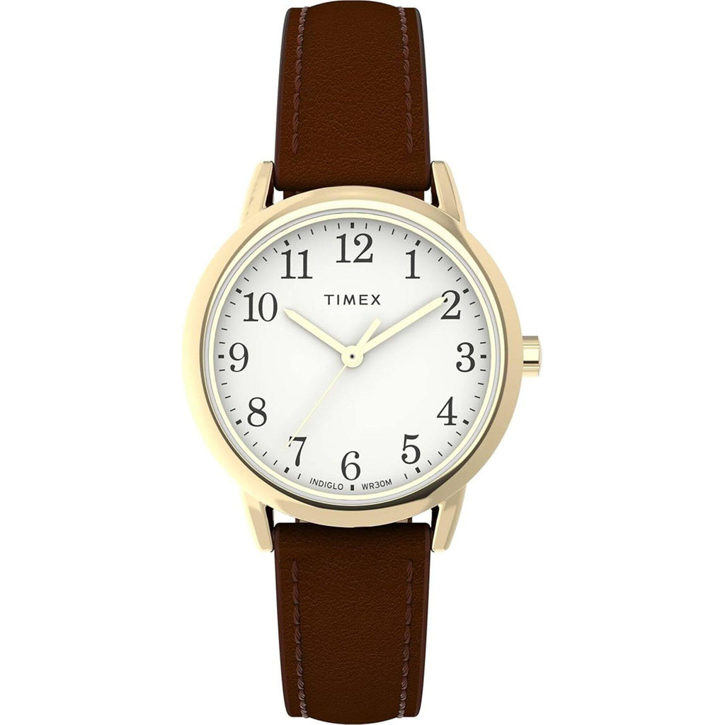 Timex Women's Watch - Easy Reader White Dial Brown Leather Eco Strap | TW2W32600JT