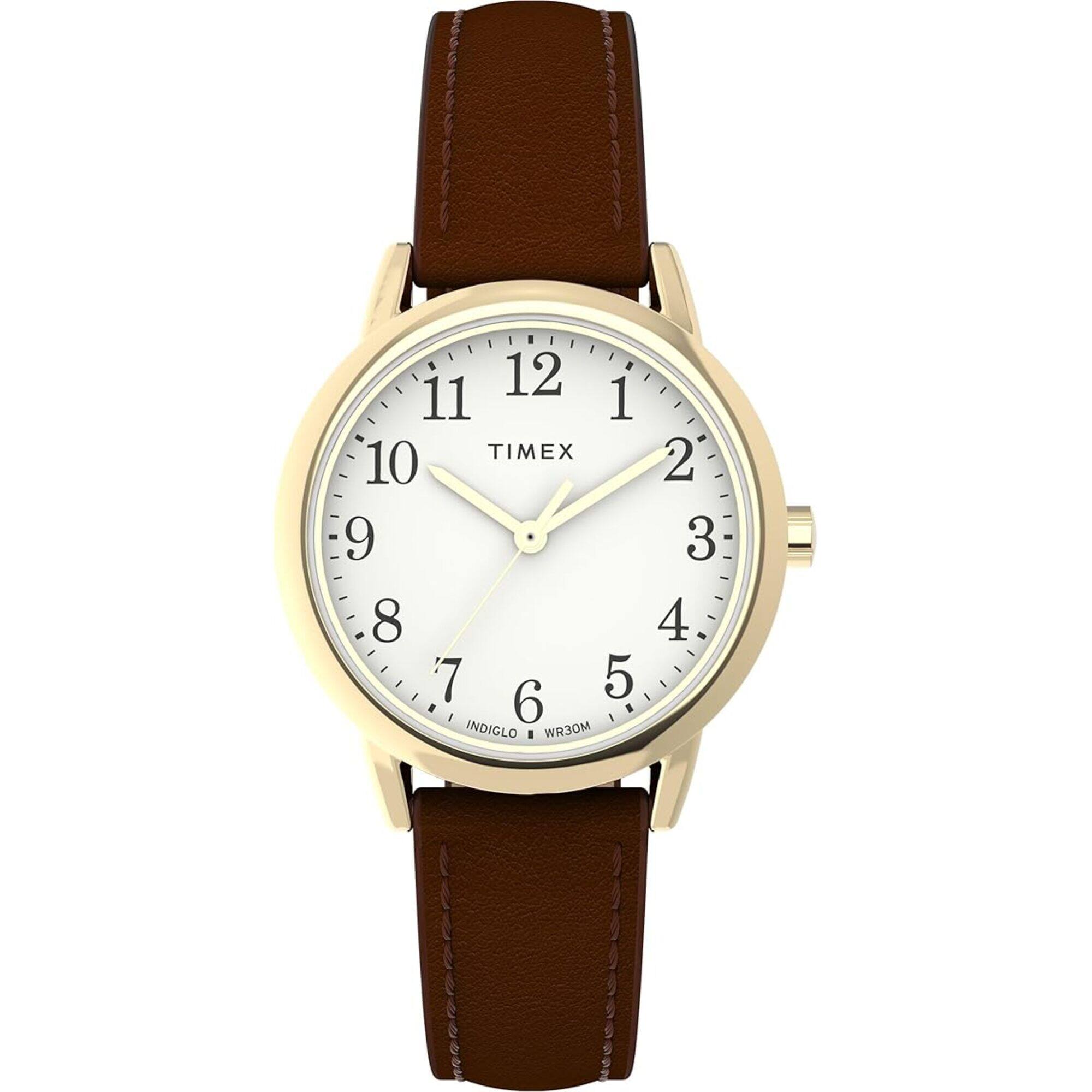 Timex Women's Watch - Easy Reader White Dial Brown Leather Eco Strap | TW2W32600JT