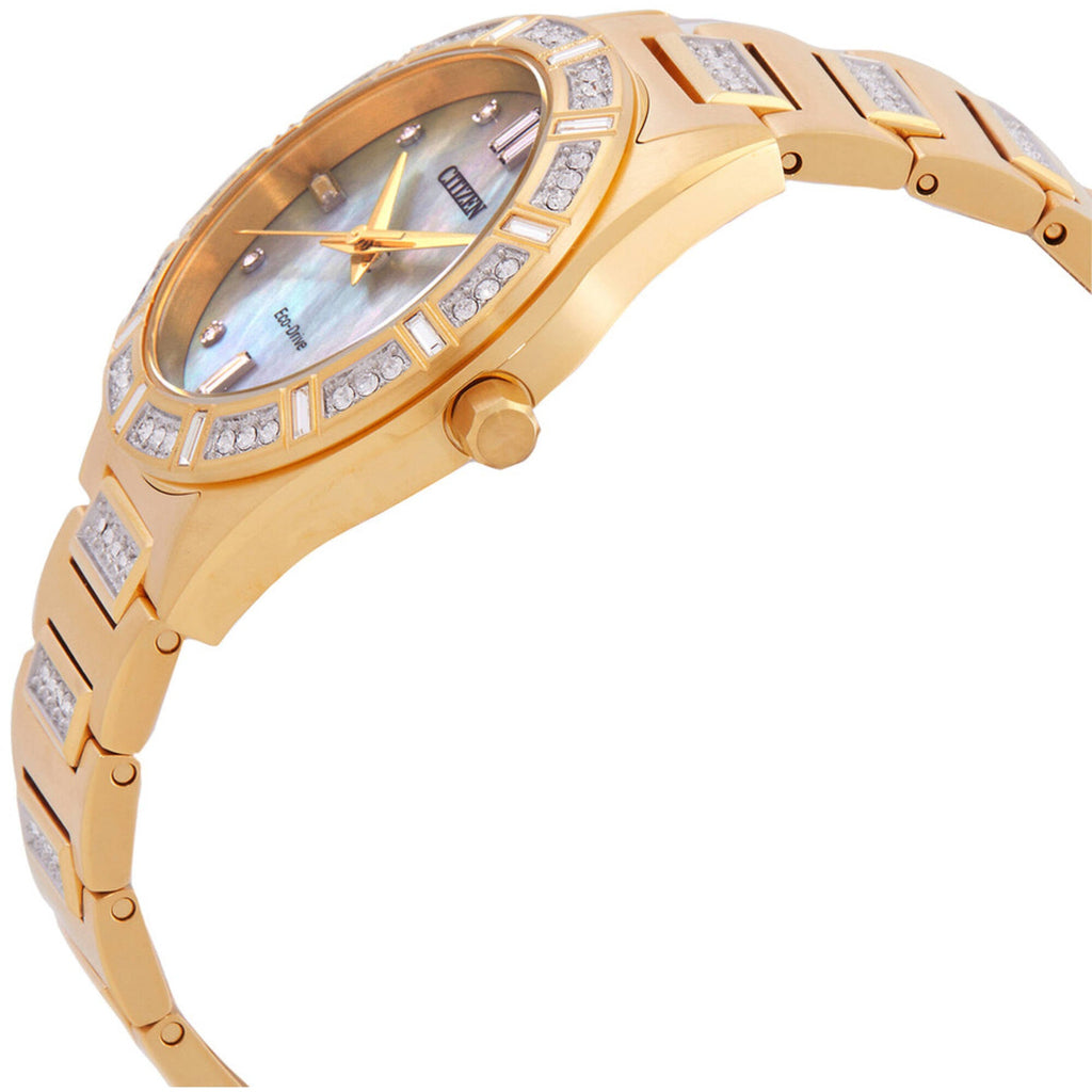 Citizen Women's Watch - Silhouette Crystal Eco-Drive Yellow Gold Bracelet | EM1022-51D