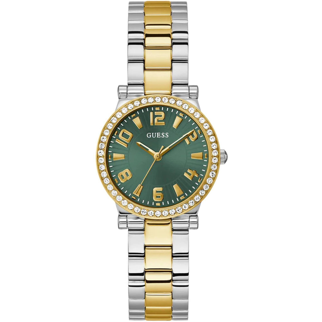 Guess Women's Analog Watch - Quartz Green Dial Two Tone Steel Bracelet | GW0686L2