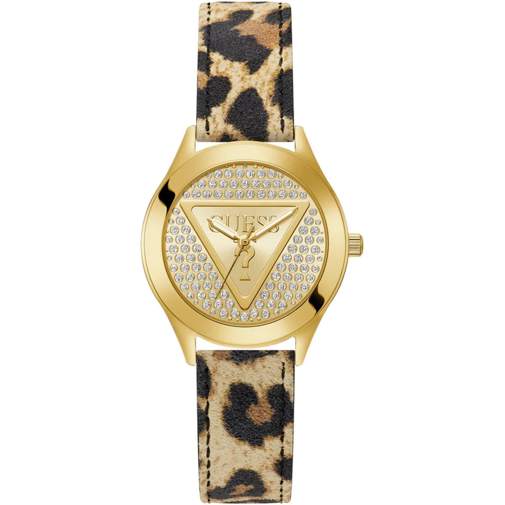 Guess Women's Watch - Quartz Champagne Dial Leopard Genuine Leather Strap | GW0745L2