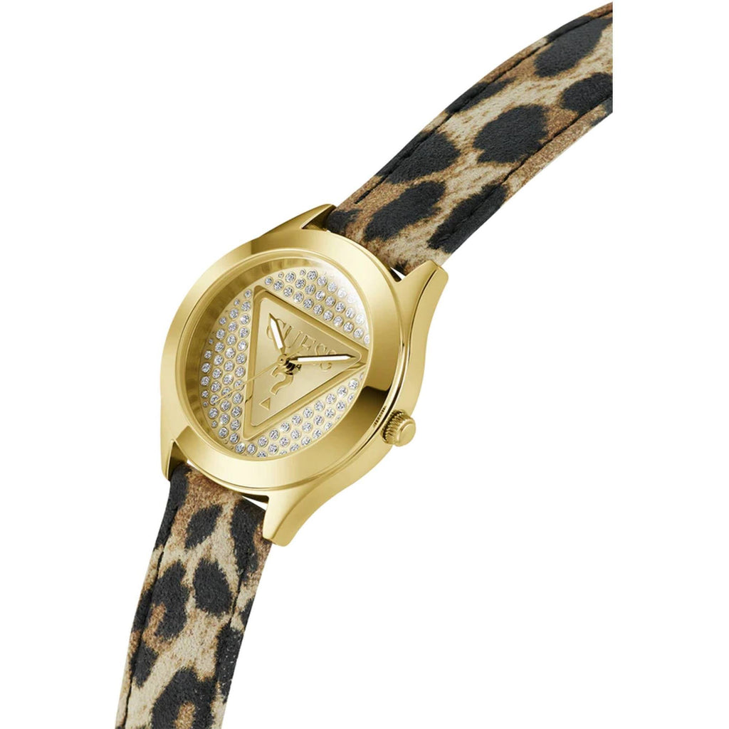 Guess Women's Watch - Quartz Champagne Dial Leopard Genuine Leather Strap | GW0745L2