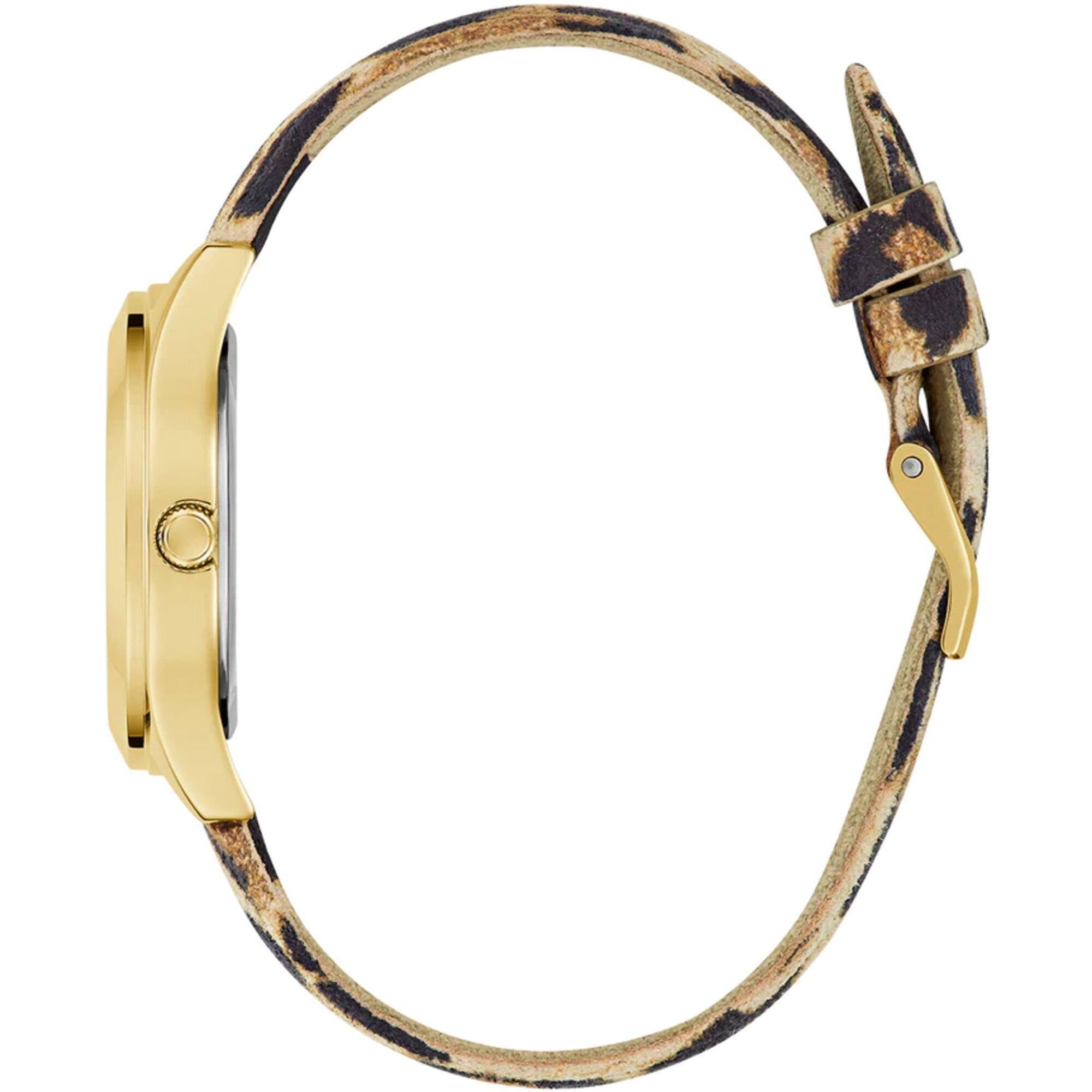 Guess Women's Watch - Quartz Champagne Dial Leopard Genuine Leather Strap | GW0745L2