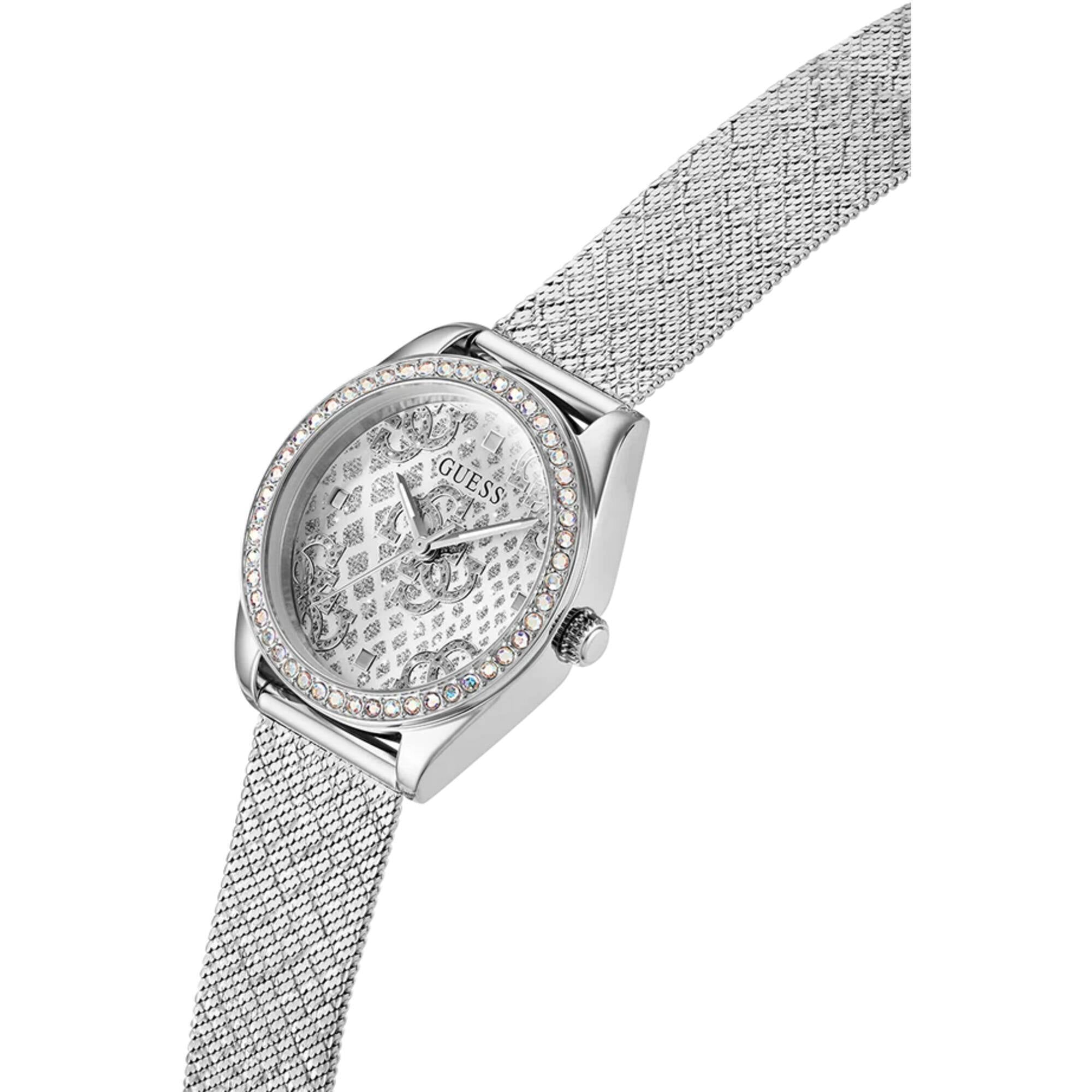 Guess Women's Watch - Quartz Silver Dial Stainless Steel Mesh Bracelet | GW0748L1