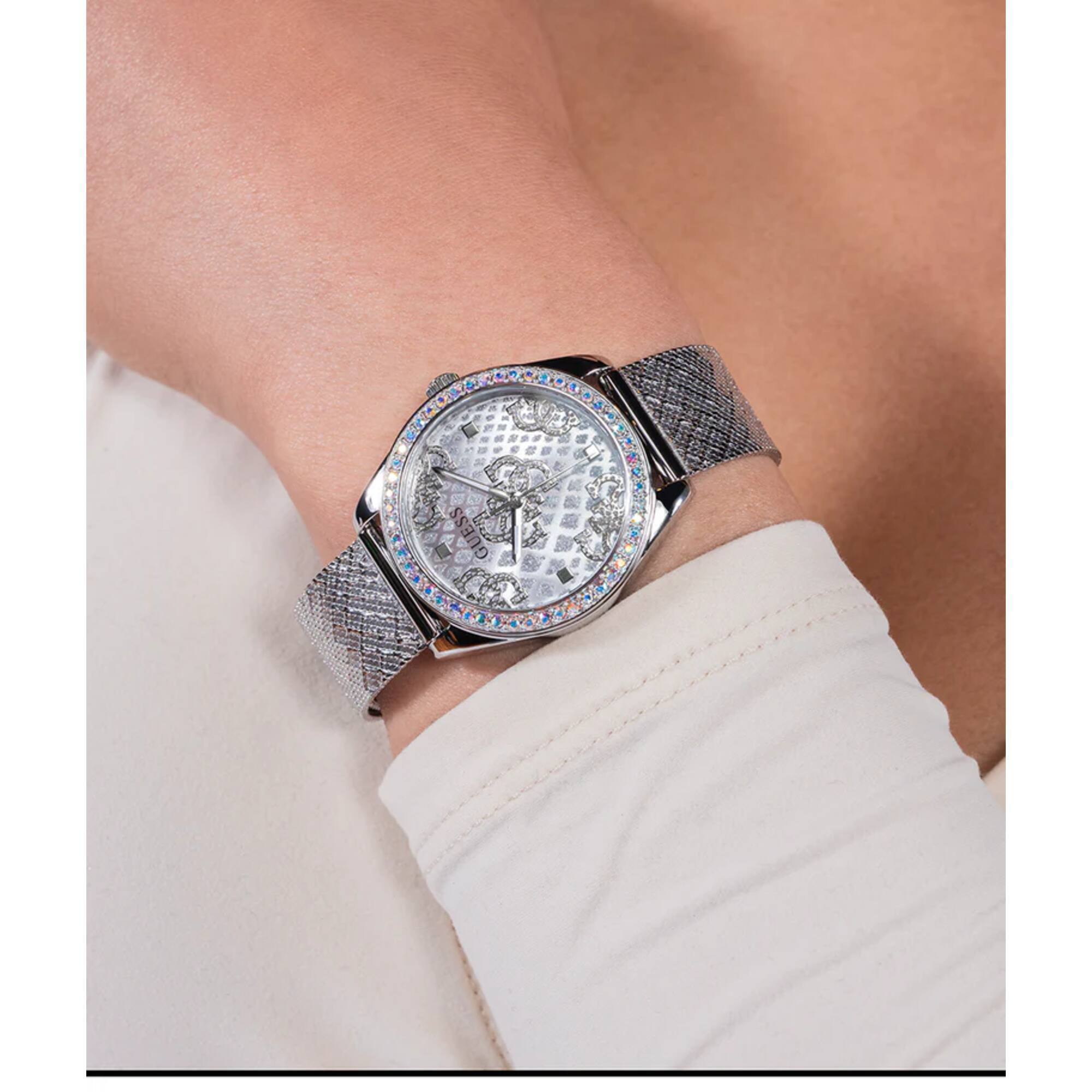 Guess Women's Watch - Quartz Silver Dial Stainless Steel Mesh Bracelet | GW0748L1