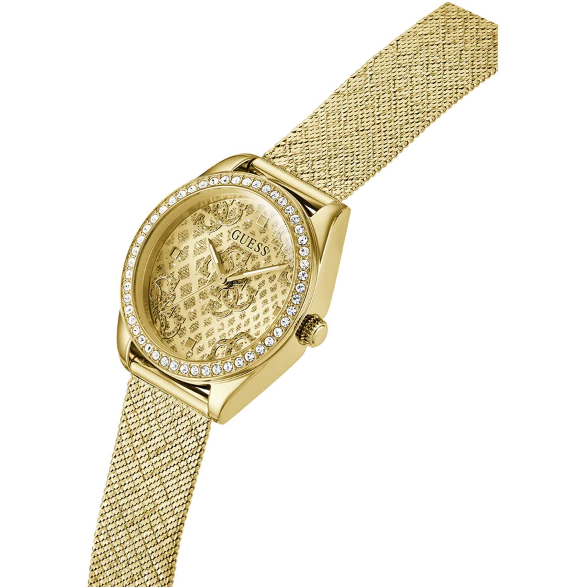 Guess Women's Watch - Quartz Champagne Dial Yellow Gold Steel Mesh Bracelet | GW0748L2