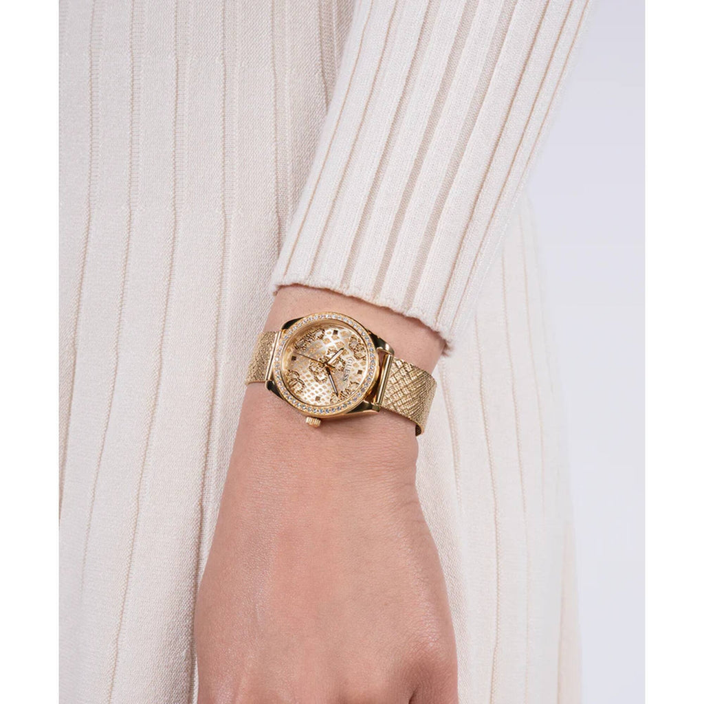 Guess Women's Watch - Quartz Champagne Dial Yellow Gold Steel Mesh Bracelet | GW0748L2