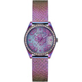 Guess Women's Watch - Quartz Purple Dial Iridescent Steel Mesh Bracelet | GW0748L3