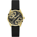 Guess Women's Watch - Quartz Yellow Gold Case Black Silicone Rubber Strap | GW0755L3