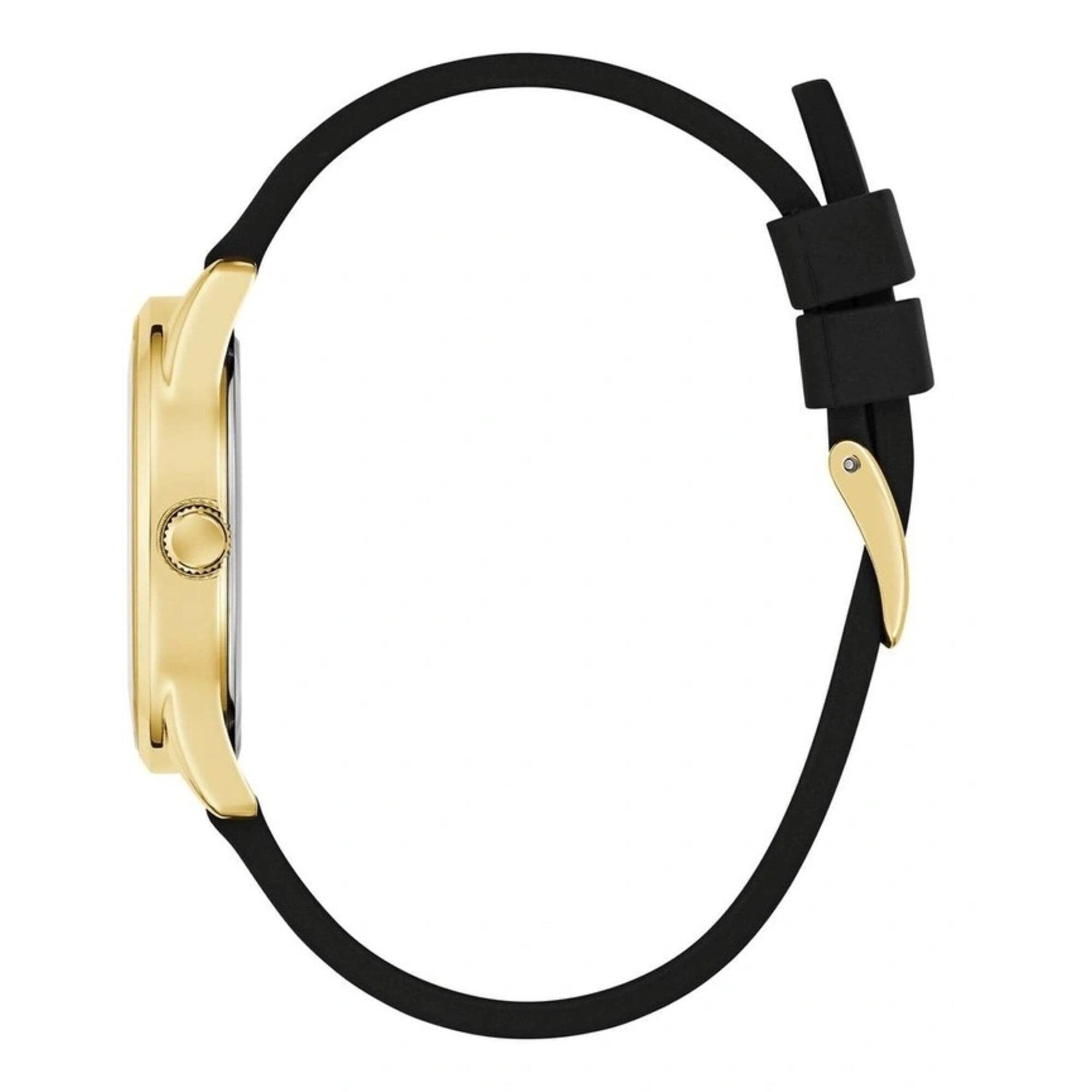 Guess Women's Watch - Quartz Yellow Gold Case Black Silicone Rubber Strap | GW0755L3