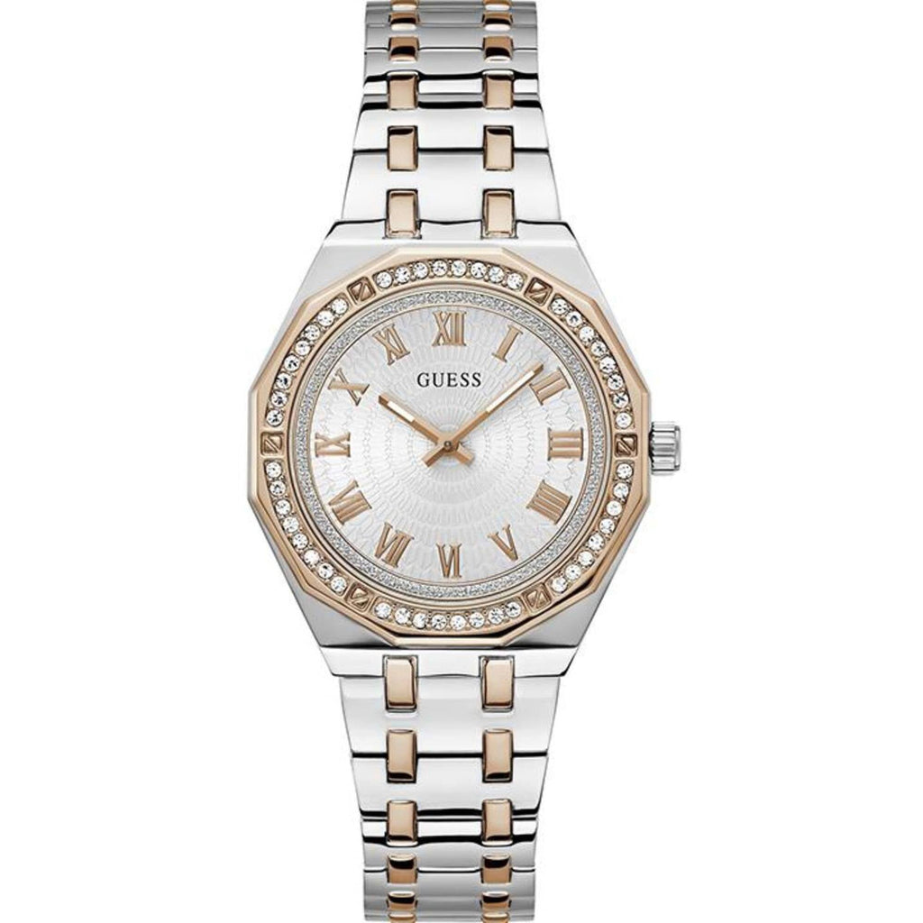 Guess Women's Analog Watch - Quartz White Dial Two Tone Steel Bracelet | GW0770L5