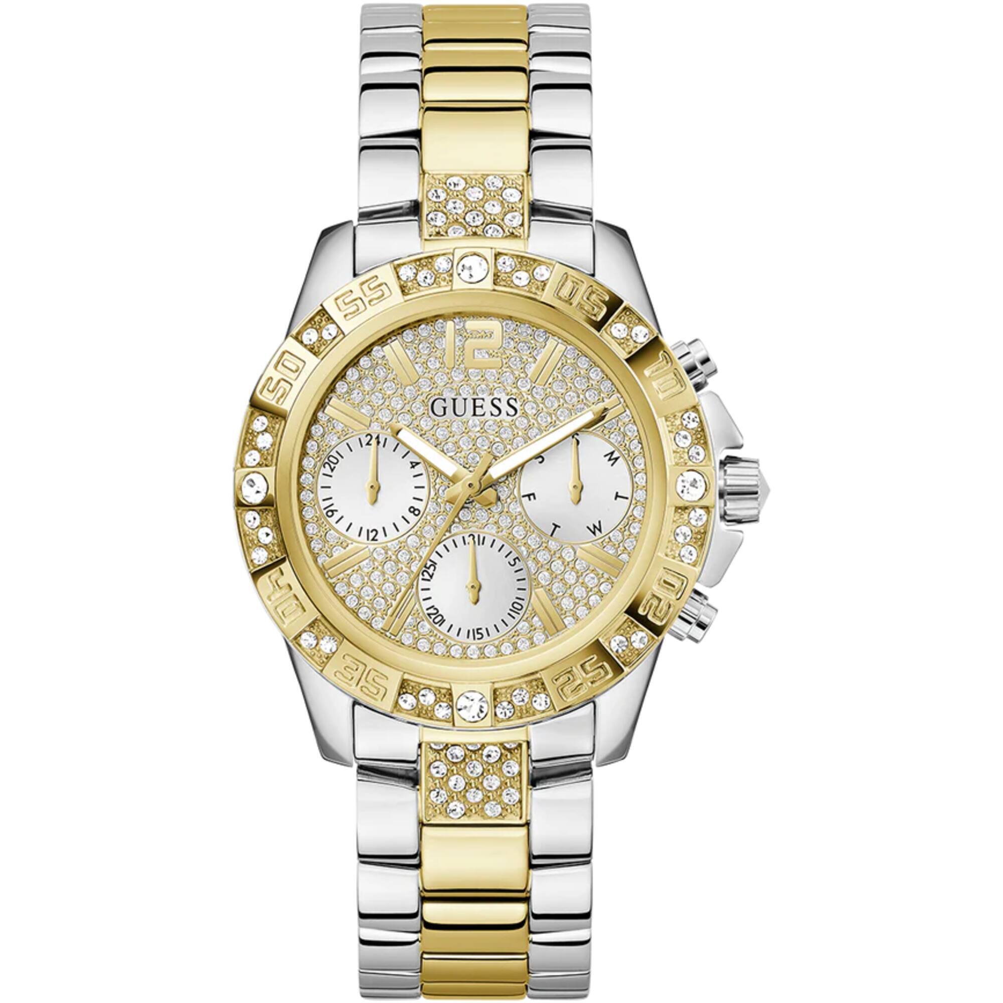 Guess Women's Watch - Quartz Gold Dial Two Tone Steel Bracelet Date-Day | GW0771L3