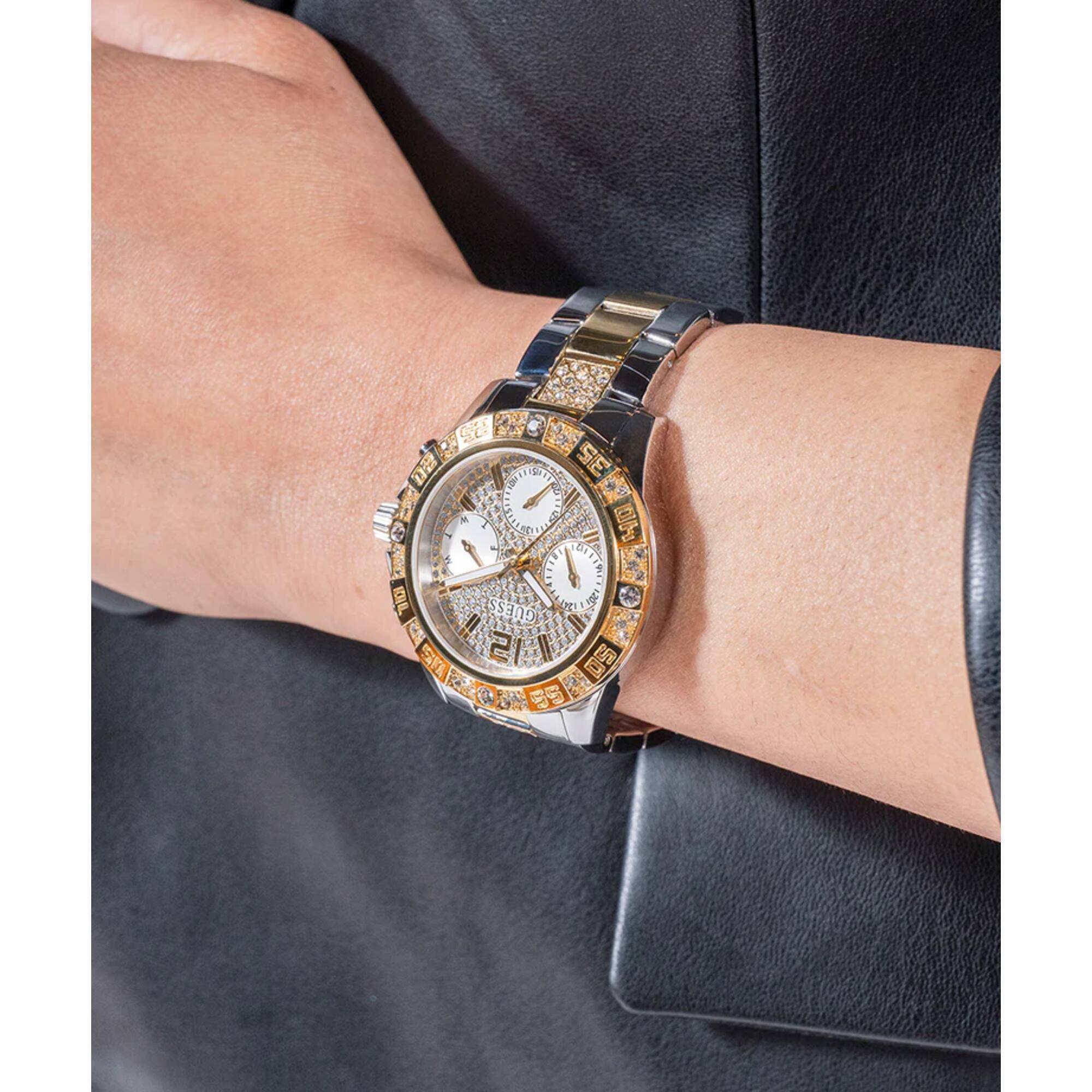 Guess Women's Watch - Quartz Gold Dial Two Tone Steel Bracelet Date-Day | GW0771L3