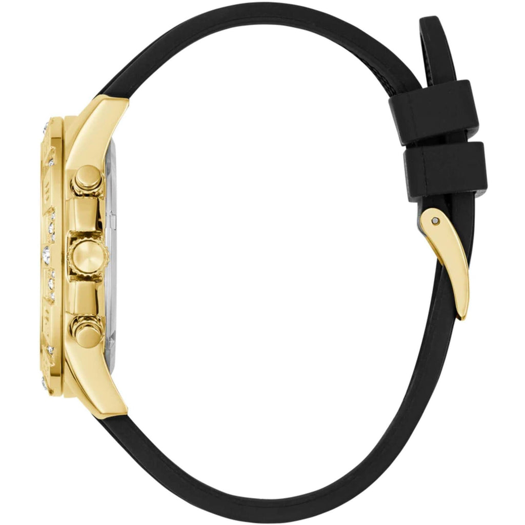 Guess Women's Watch - Quartz Champagne Dial Black Silicone Rubber Strap | GW0772L5