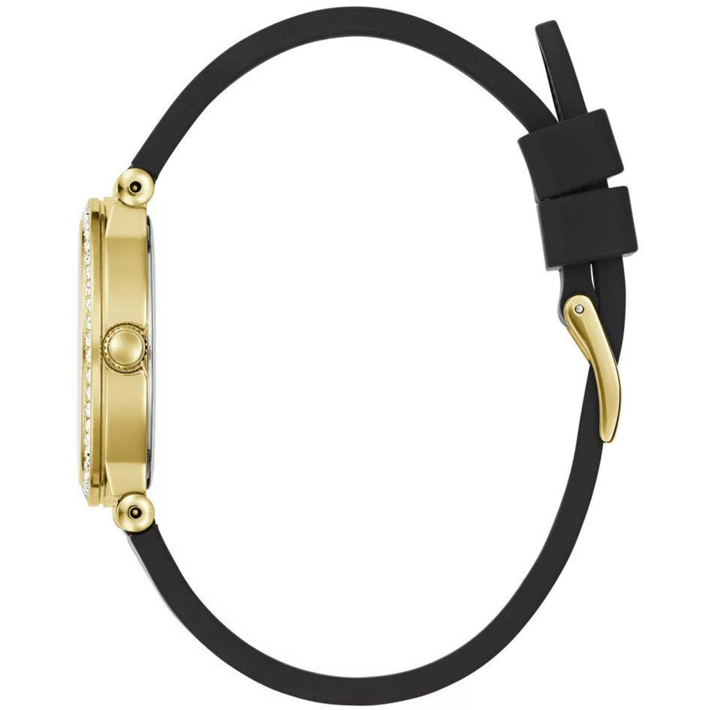 Guess Women's Watch - Fawn Crystal Bezel Champagne Dial Black Strap | GW0844L1