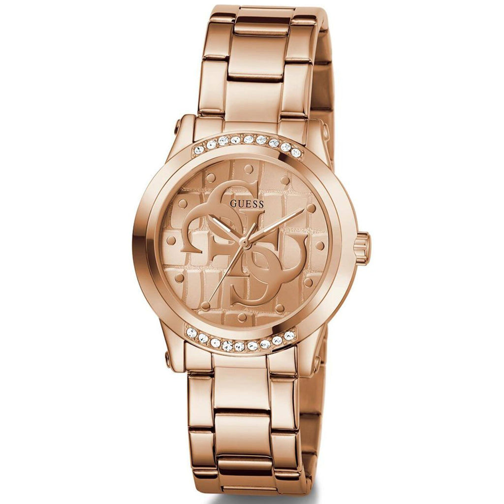 Guess Women's Watch - Annette Quartz Crystal Bezel Rose Gold Dial Bracelet | GW0861L3