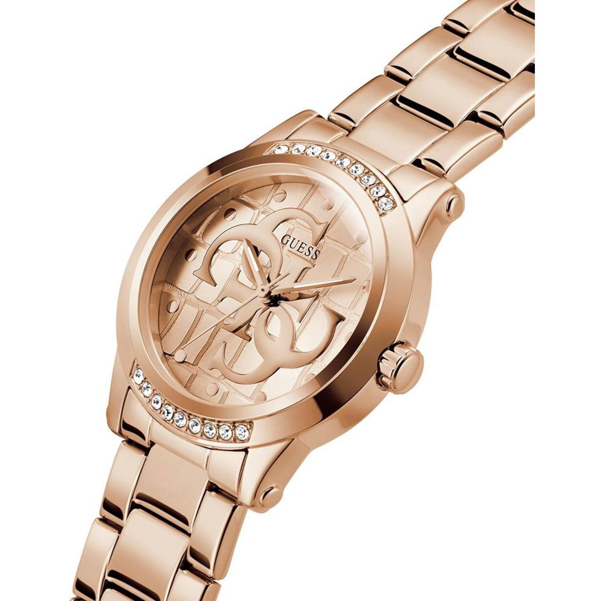 Guess Women's Watch - Annette Quartz Crystal Bezel Rose Gold Dial Bracelet | GW0861L3