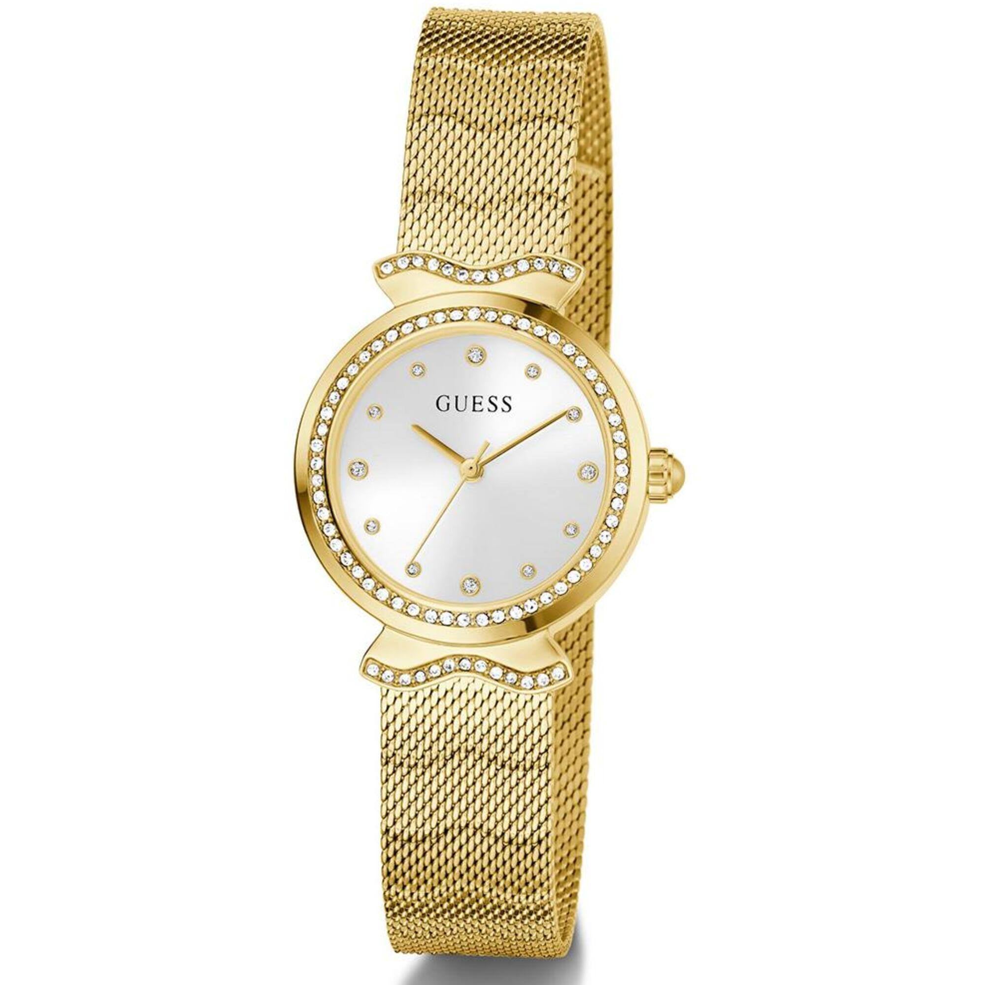 Guess Women's Watch - Mermaid Quartz Stone Bezel White Dial Bracelet | GW0866L2