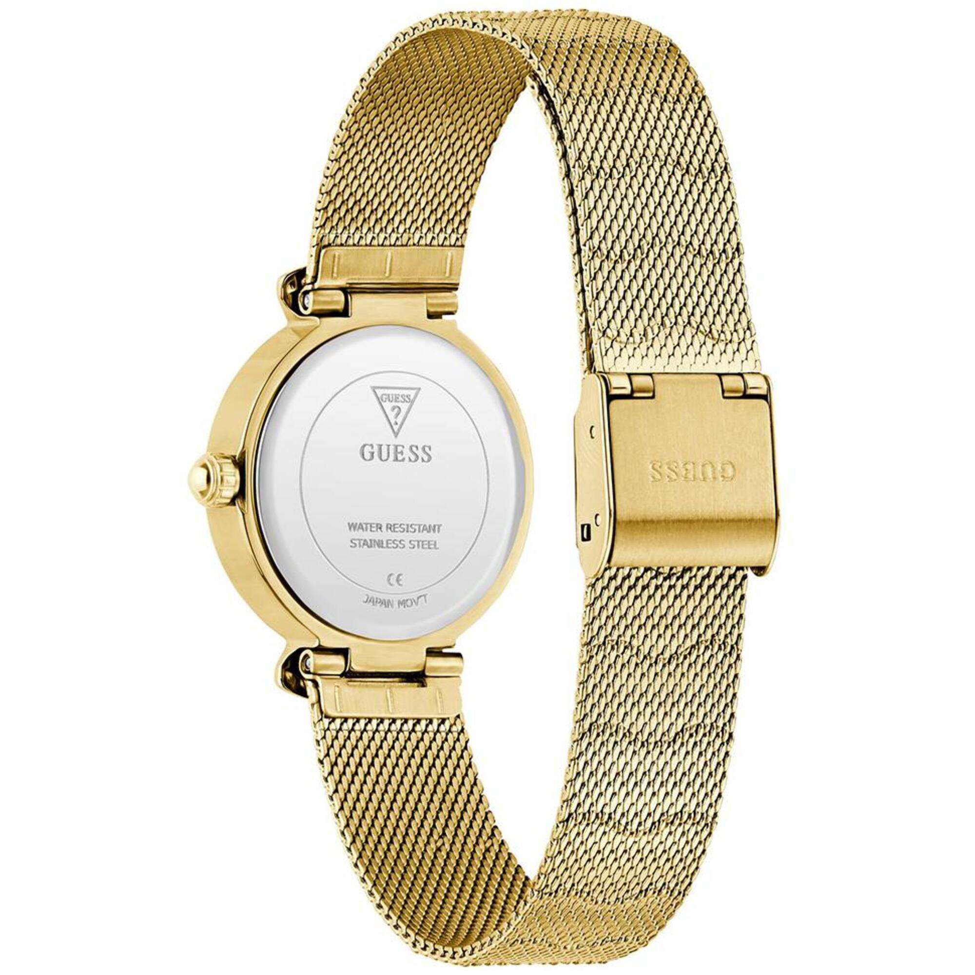 Guess Women's Watch - Mermaid Quartz Stone Bezel White Dial Bracelet | GW0866L2