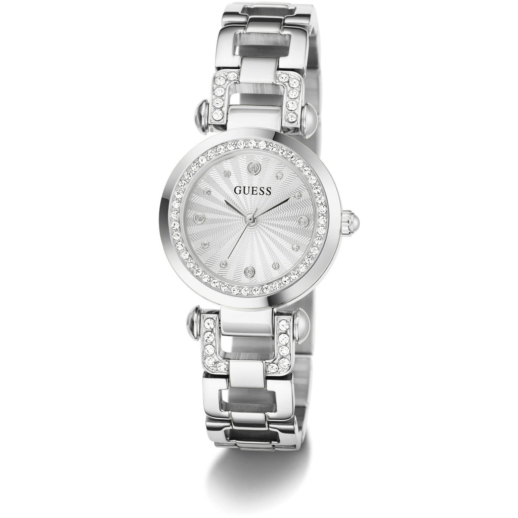 Guess Women's Watch - Ginger Crystal Bezel Silver Tone Dial Steel Bracelet | GW0869L3