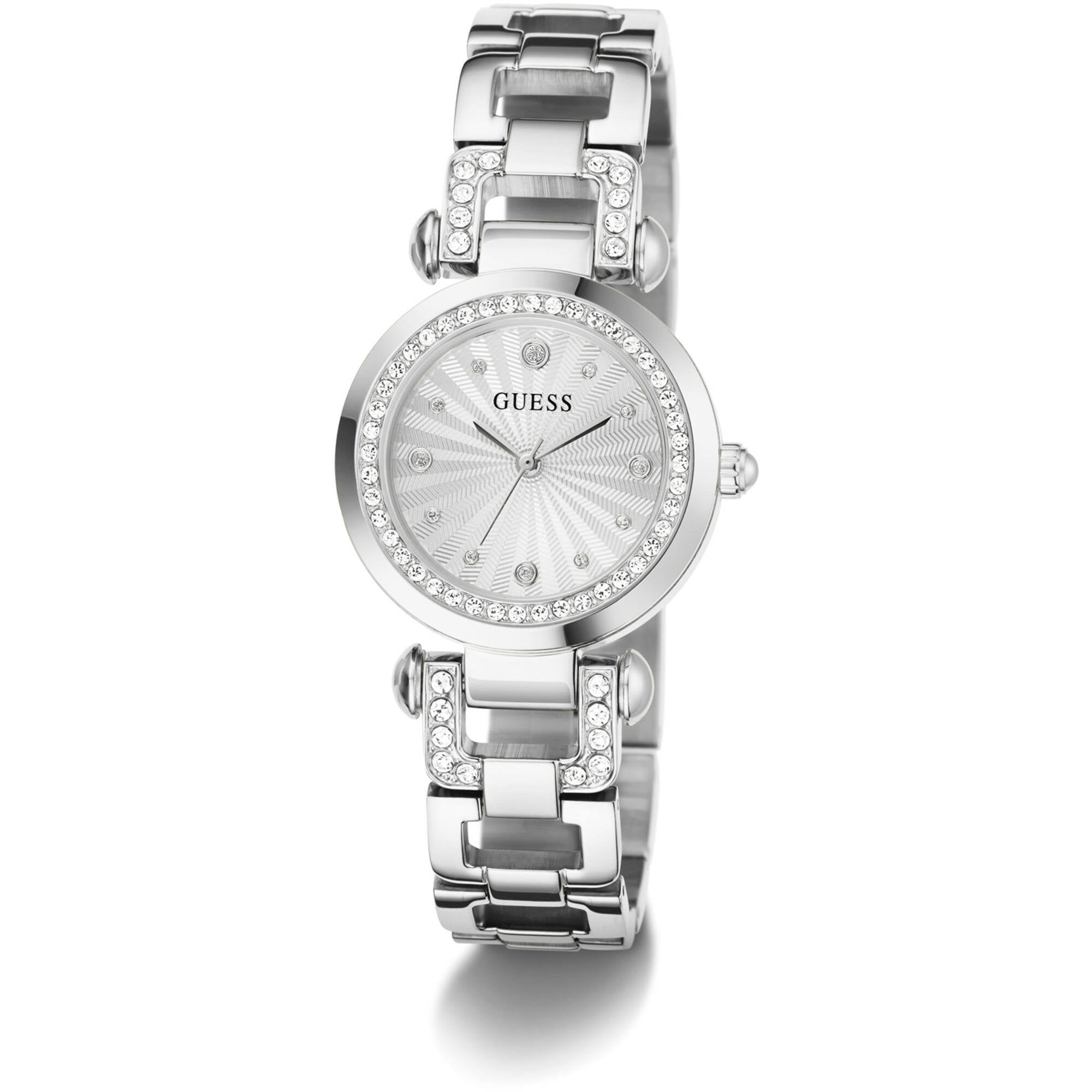 Guess Women's Watch - Ginger Crystal Bezel Silver Tone Dial Steel Bracelet | GW0869L3