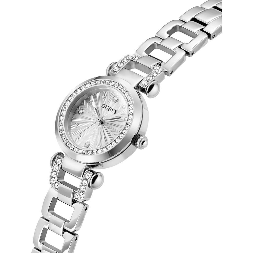 Guess Women's Watch - Ginger Crystal Bezel Silver Tone Dial Steel Bracelet | GW0869L3
