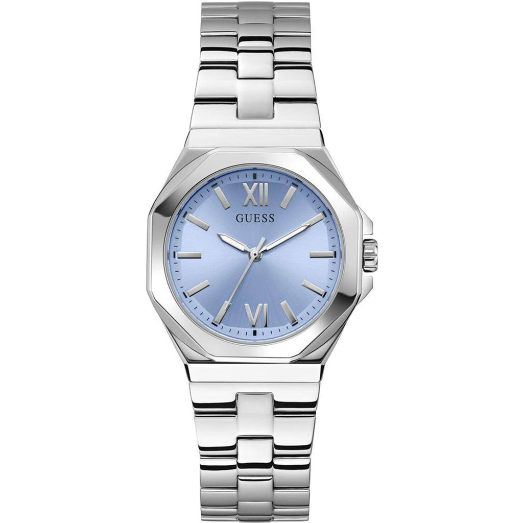 Guess Women's Watch - Empress Quartz Ice Blue Dial Silver Tone Bracelet | GW0873L1