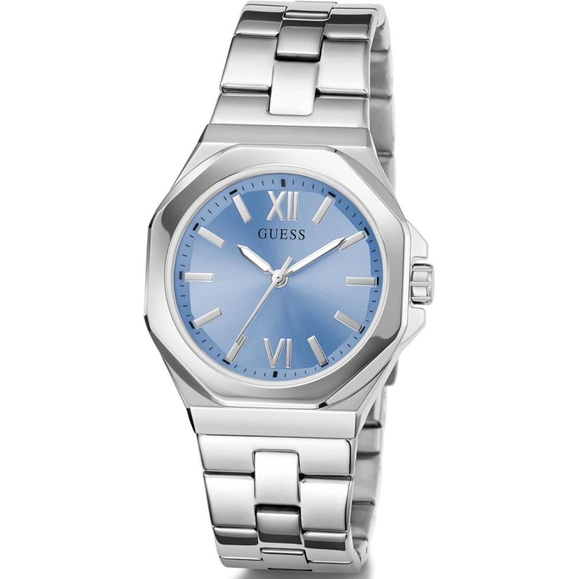 Guess Women's Watch - Empress Quartz Ice Blue Dial Silver Tone Bracelet | GW0873L1