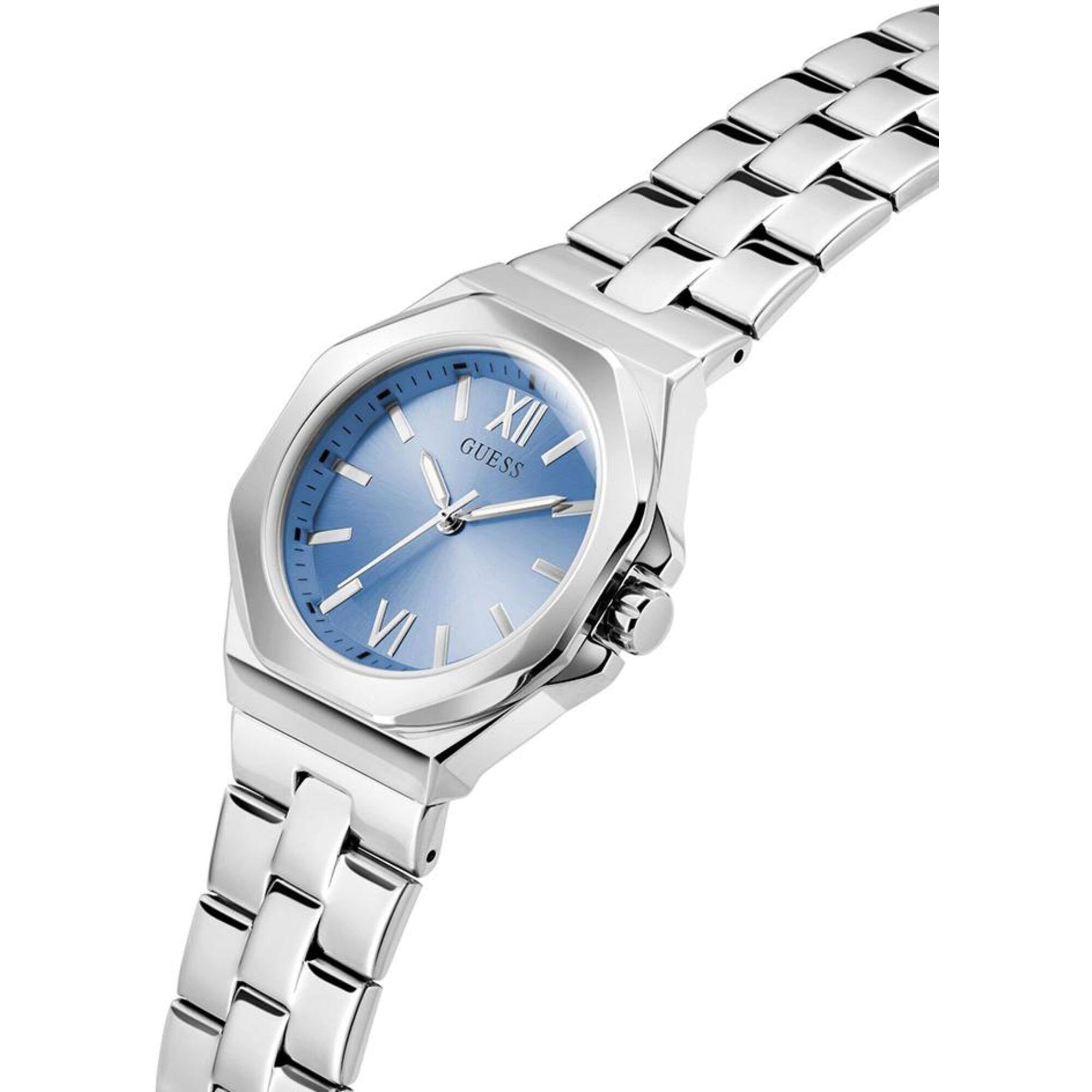 Guess Women's Watch - Empress Quartz Ice Blue Dial Silver Tone Bracelet | GW0873L1