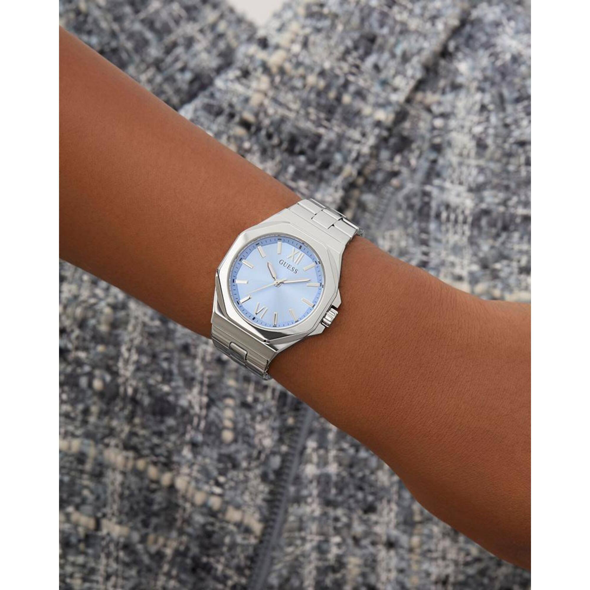 Guess Women's Watch - Empress Quartz Ice Blue Dial Silver Tone Bracelet | GW0873L1