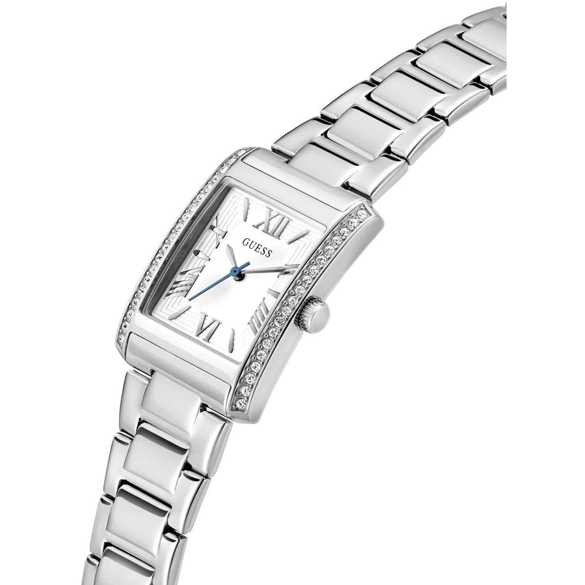 Guess Women's Watch - Bonnie Crystal Bezel White Dial Steel Bracelet | GW0874L1