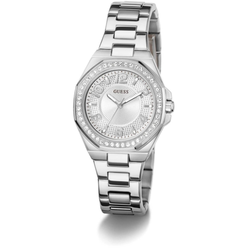 Guess Women's Watch - Contessa Crystal Bezel Silver Tone Dial Bracelet | GW0877L1