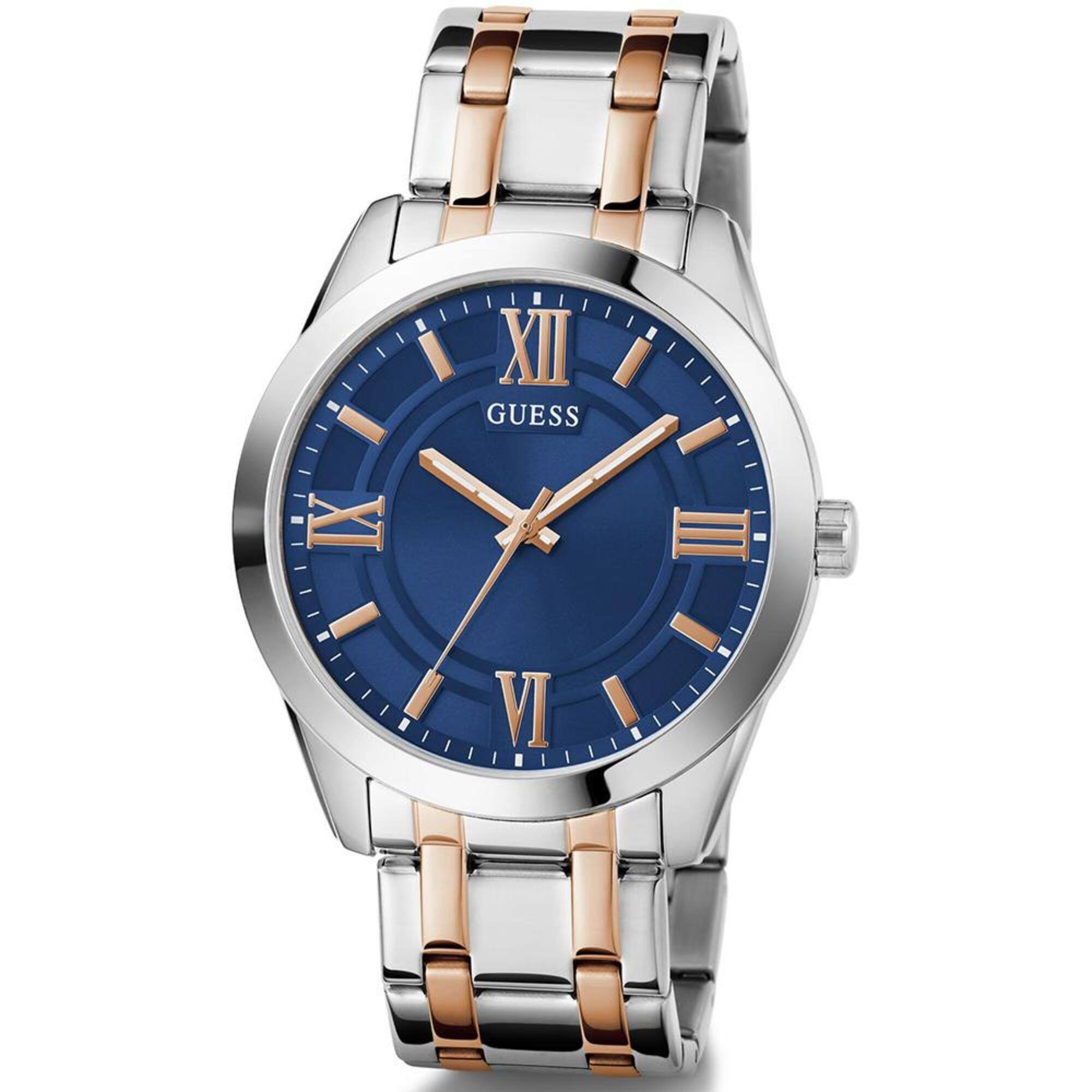 Guess Women's Watch - Elliot Blue Dial TT Silver Tone, Rose Gold Bracelet | GW0893G2