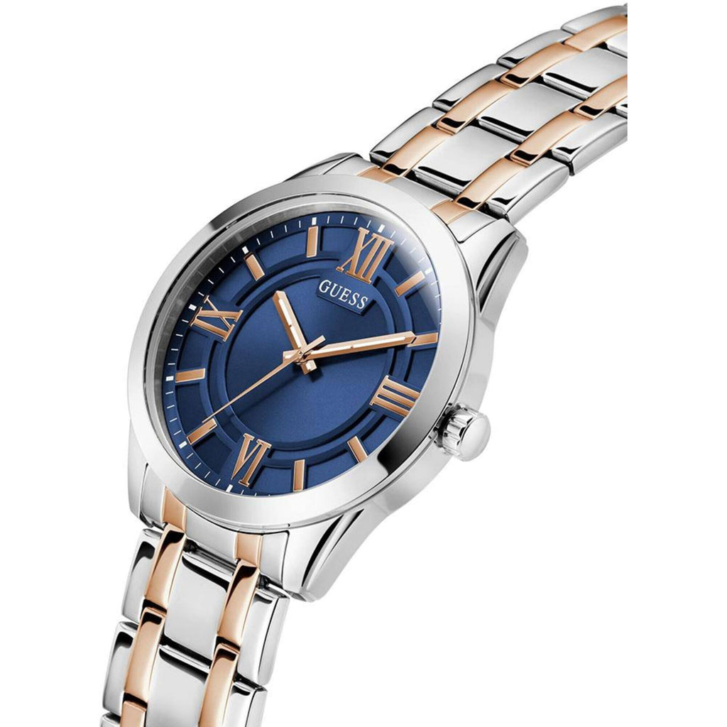 Guess Women's Watch - Elliot Blue Dial TT Silver Tone, Rose Gold Bracelet | GW0893G2