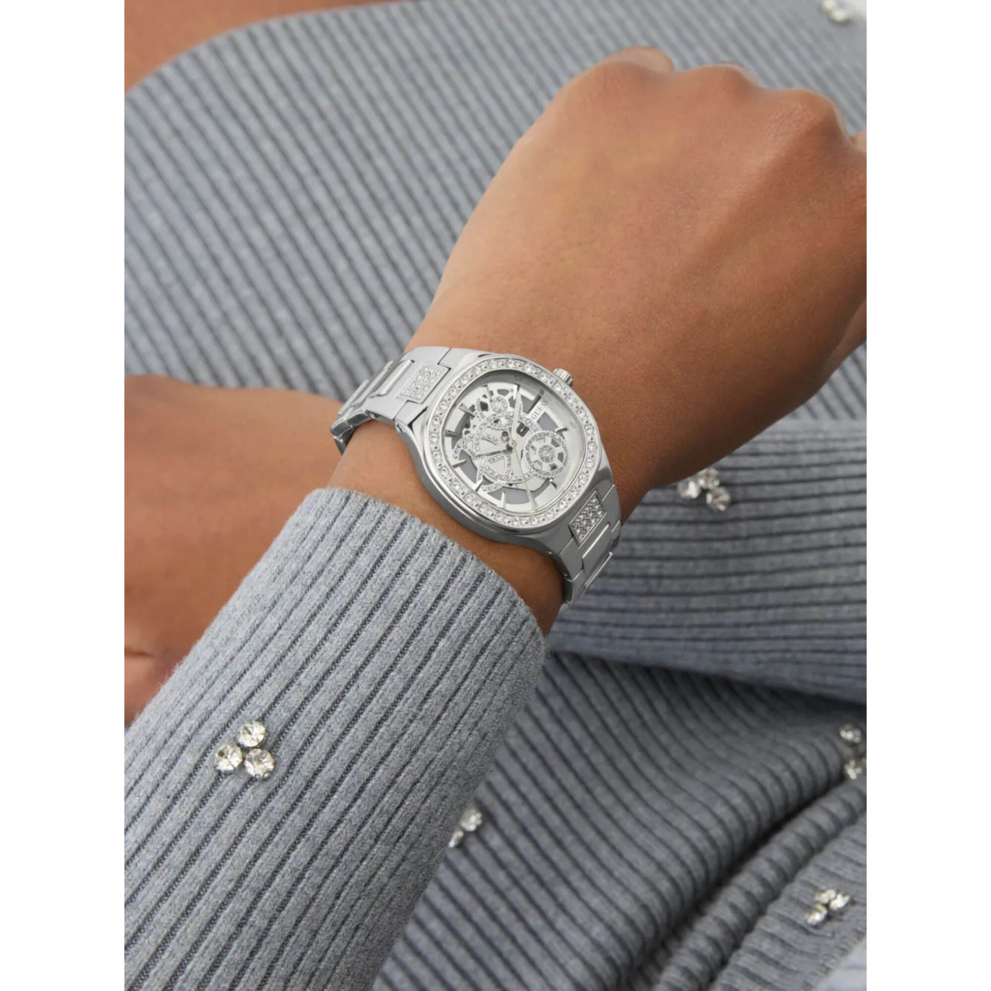 Guess Women's Watch - Electra Quartz Crystal Bezel Stainless Steel Bracelet | GW0941L1