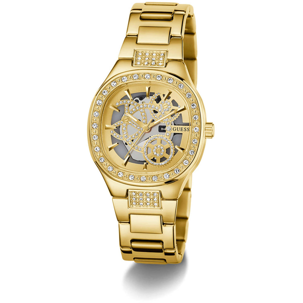 Guess Women's Watch - Electra Quartz Crystal Bezel Yellow Gold Bracelet | GW0941L2