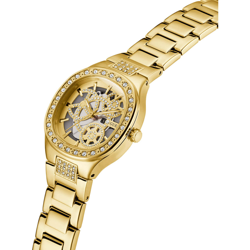 Guess Women's Watch - Electra Quartz Crystal Bezel Yellow Gold Bracelet | GW0941L2