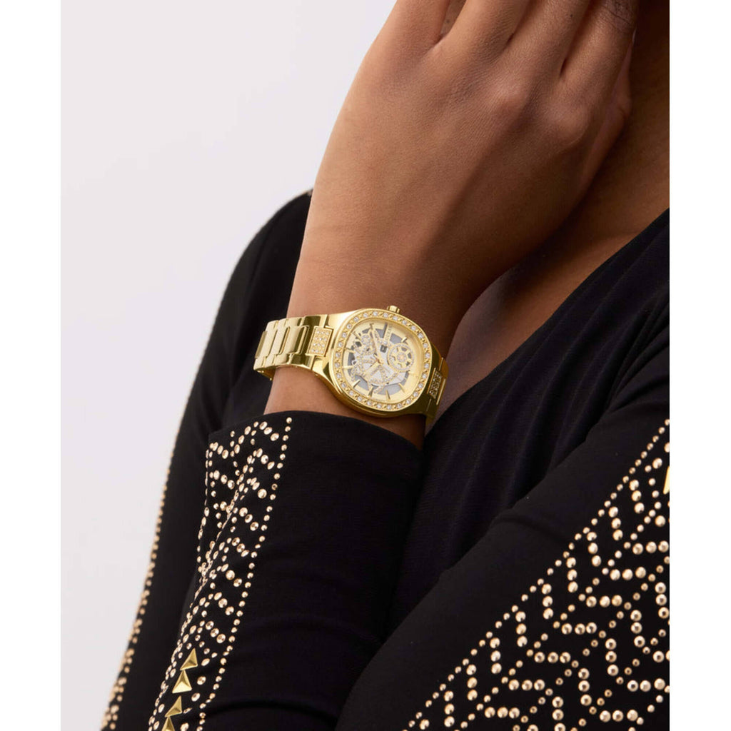 Guess Women's Watch - Electra Quartz Crystal Bezel Yellow Gold Bracelet | GW0941L2