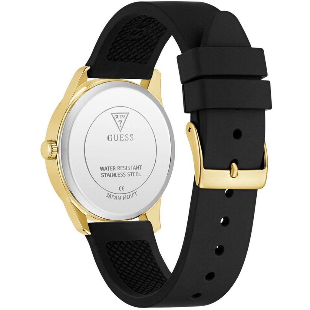 Guess Women's Watch - Roxy Quartz Champagne Dial Black Silicone Strap | GW0942L2