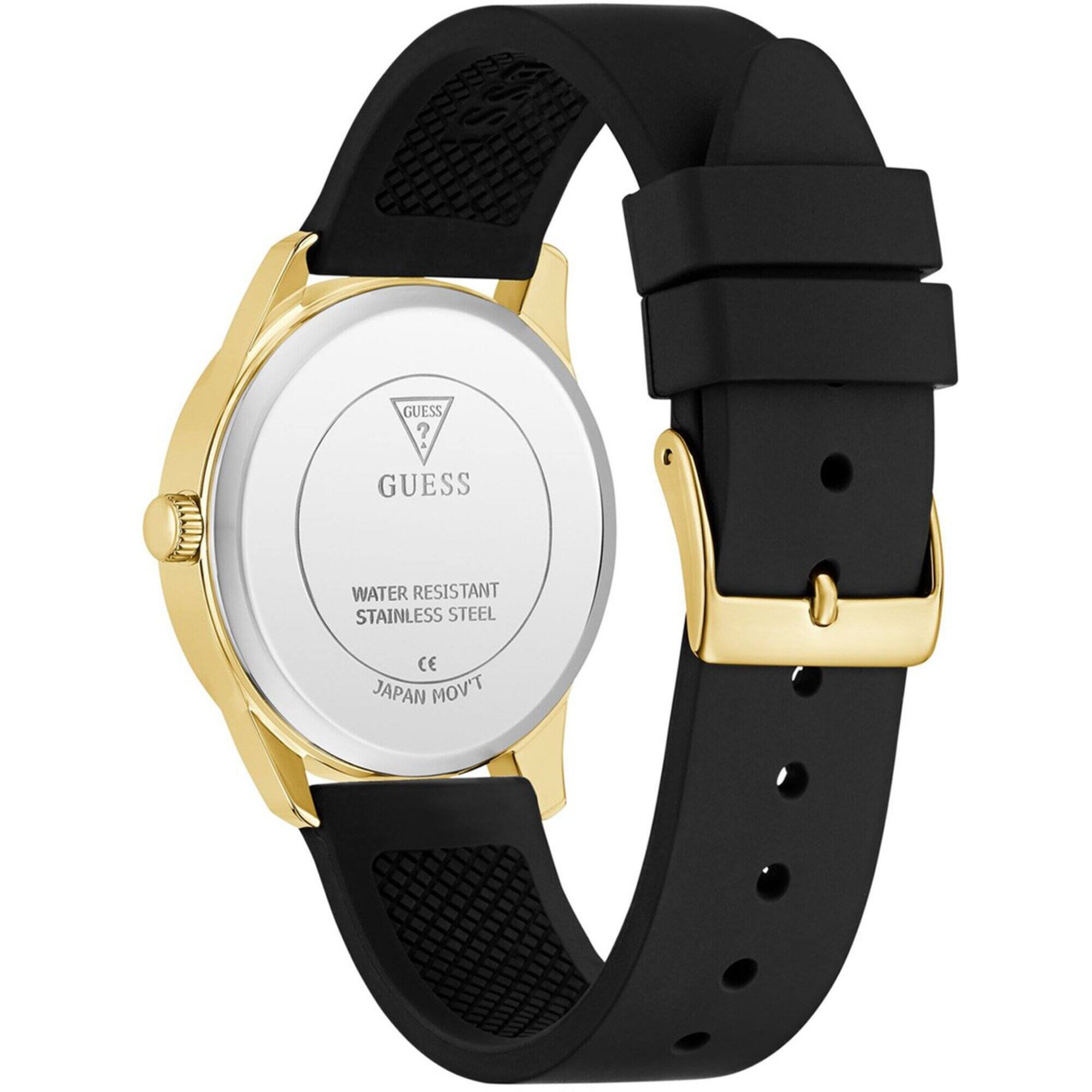 Guess Women's Watch - Roxy Quartz Champagne Dial Black Silicone Strap | GW0942L2
