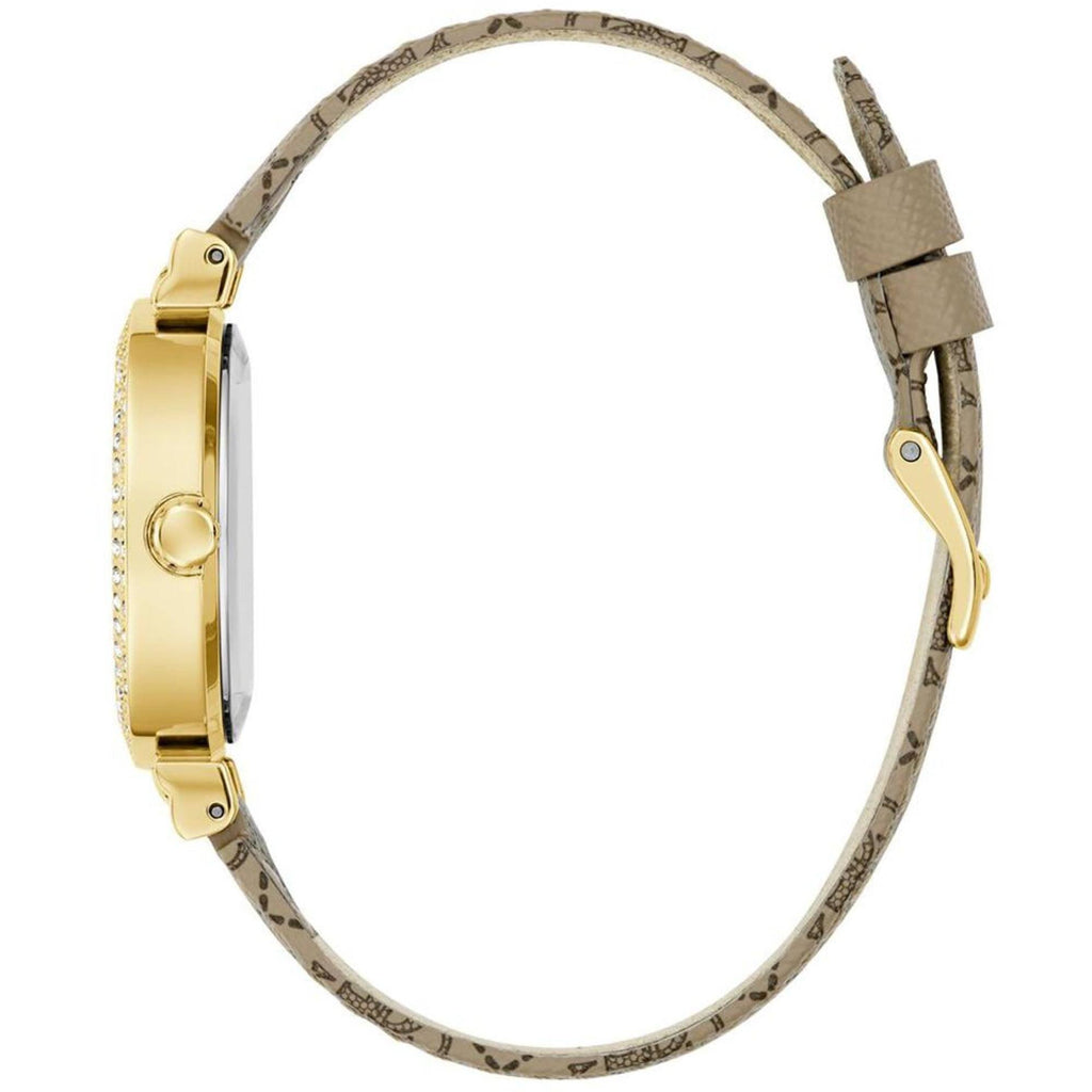 Guess Women's Watch - Ivy Crystal Champagne Dial Beige Leather Strap | GW0943L2