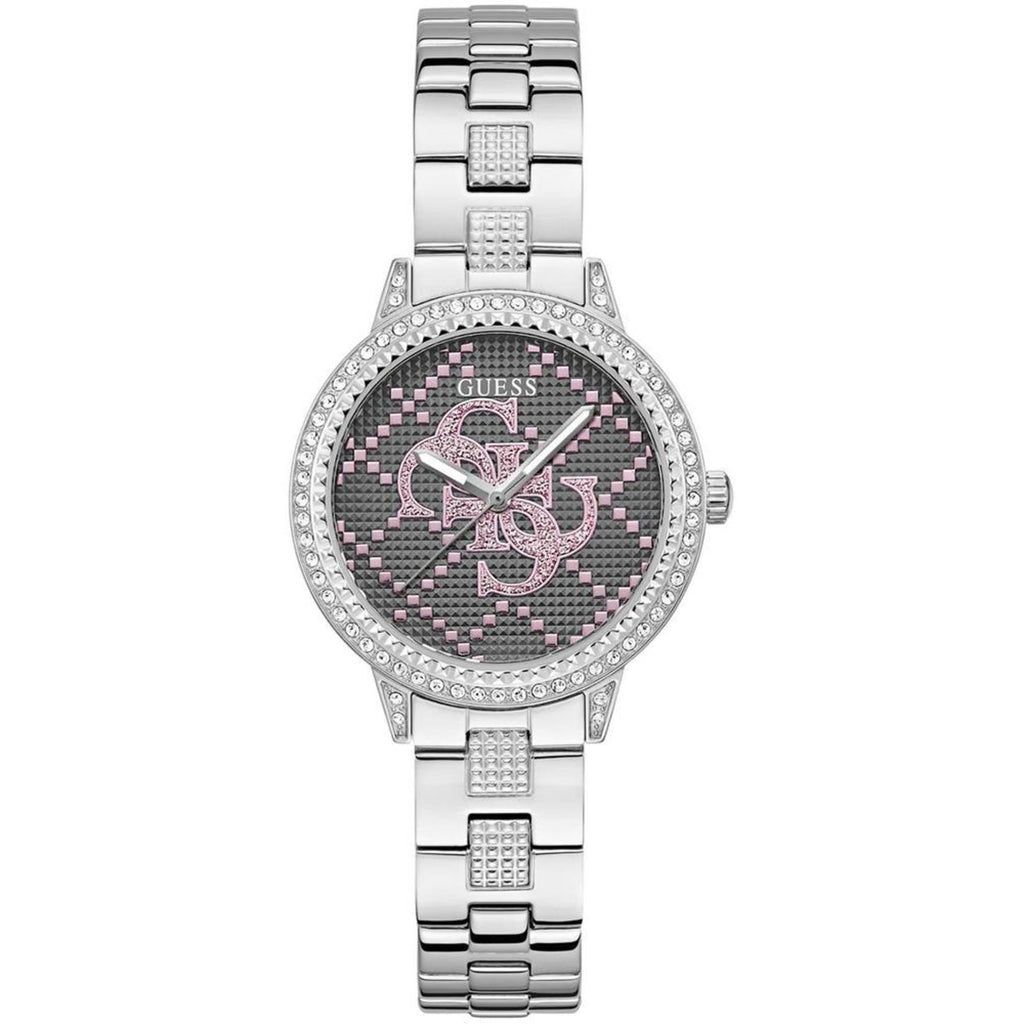 Guess Women's Watch - G Lace Crystal Silver and Grey Dial Steel Bracelet | GW0944L1