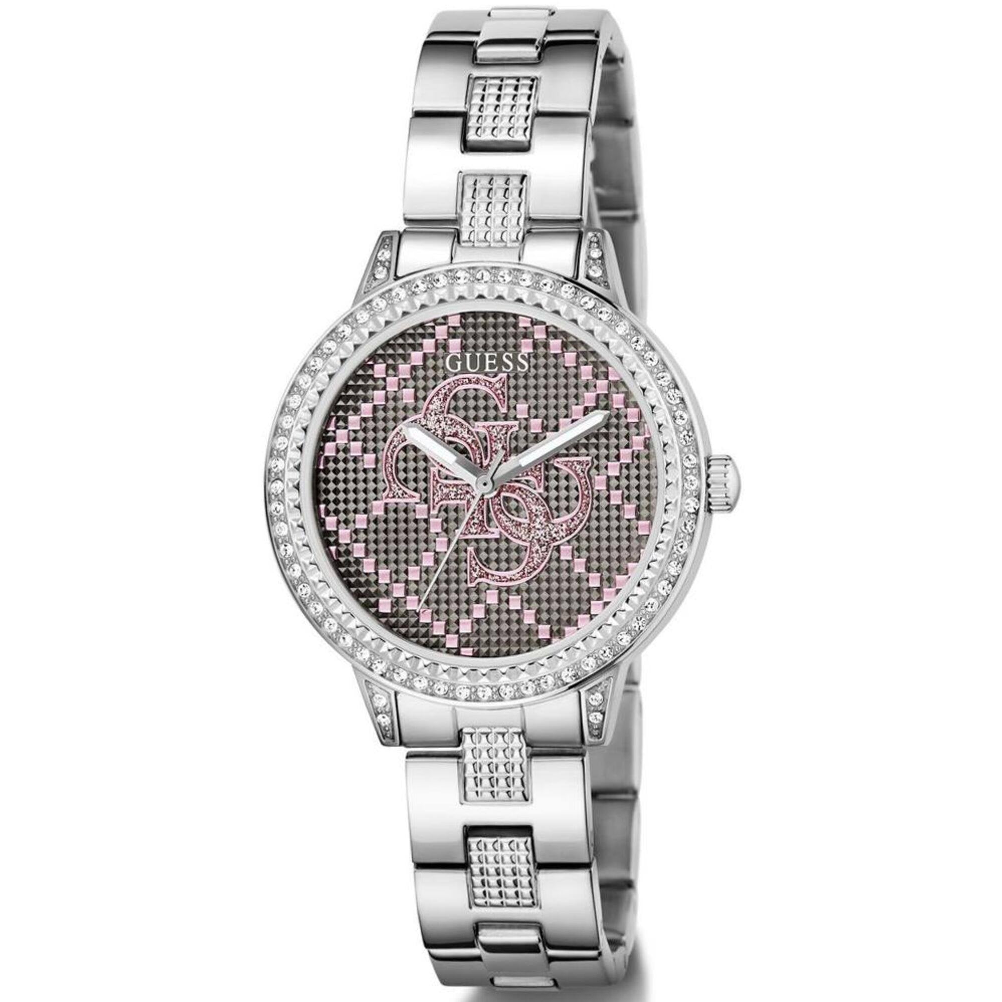 Guess Women's Watch - G Lace Crystal Silver and Grey Dial Steel Bracelet | GW0944L1