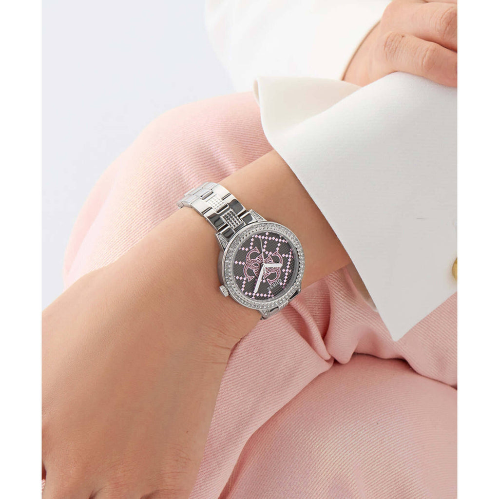 Guess Women's Watch - G Lace Crystal Silver and Grey Dial Steel Bracelet | GW0944L1