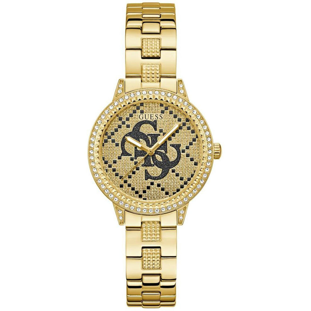 Guess Women's Watch - G Lace Crystal Champagne Dial Yellow Gold Bracelet | GW0944L2