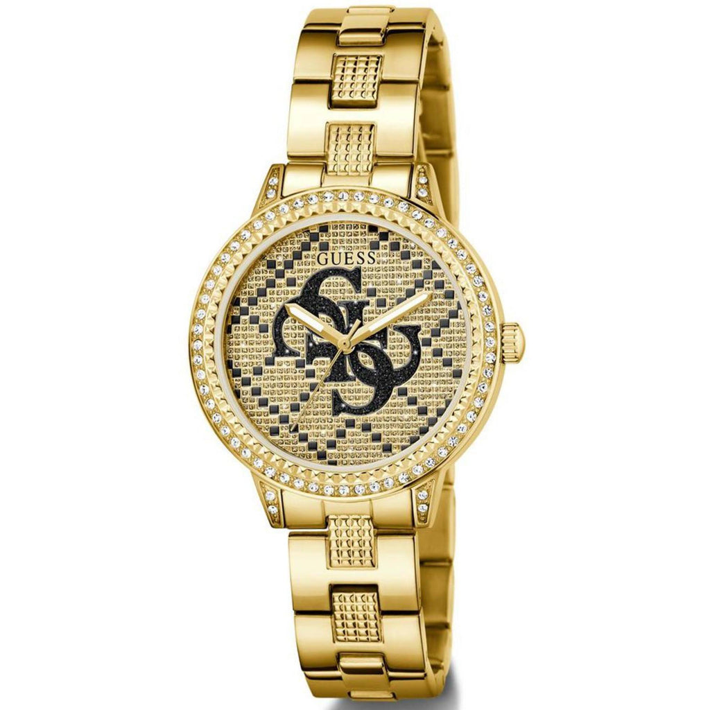 Guess Women's Watch - G Lace Crystal Champagne Dial Yellow Gold Bracelet | GW0944L2