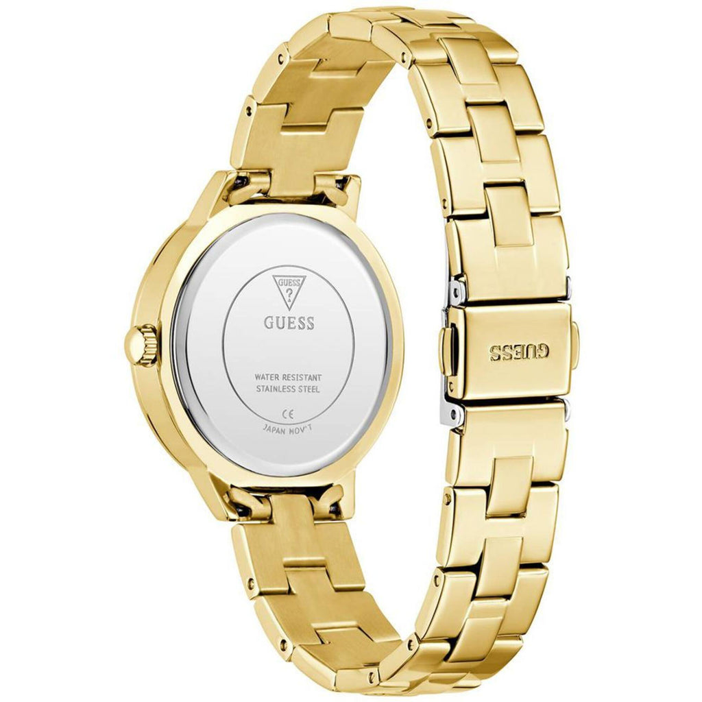 Guess Women's Watch - G Lace Crystal Champagne Dial Yellow Gold Bracelet | GW0944L2