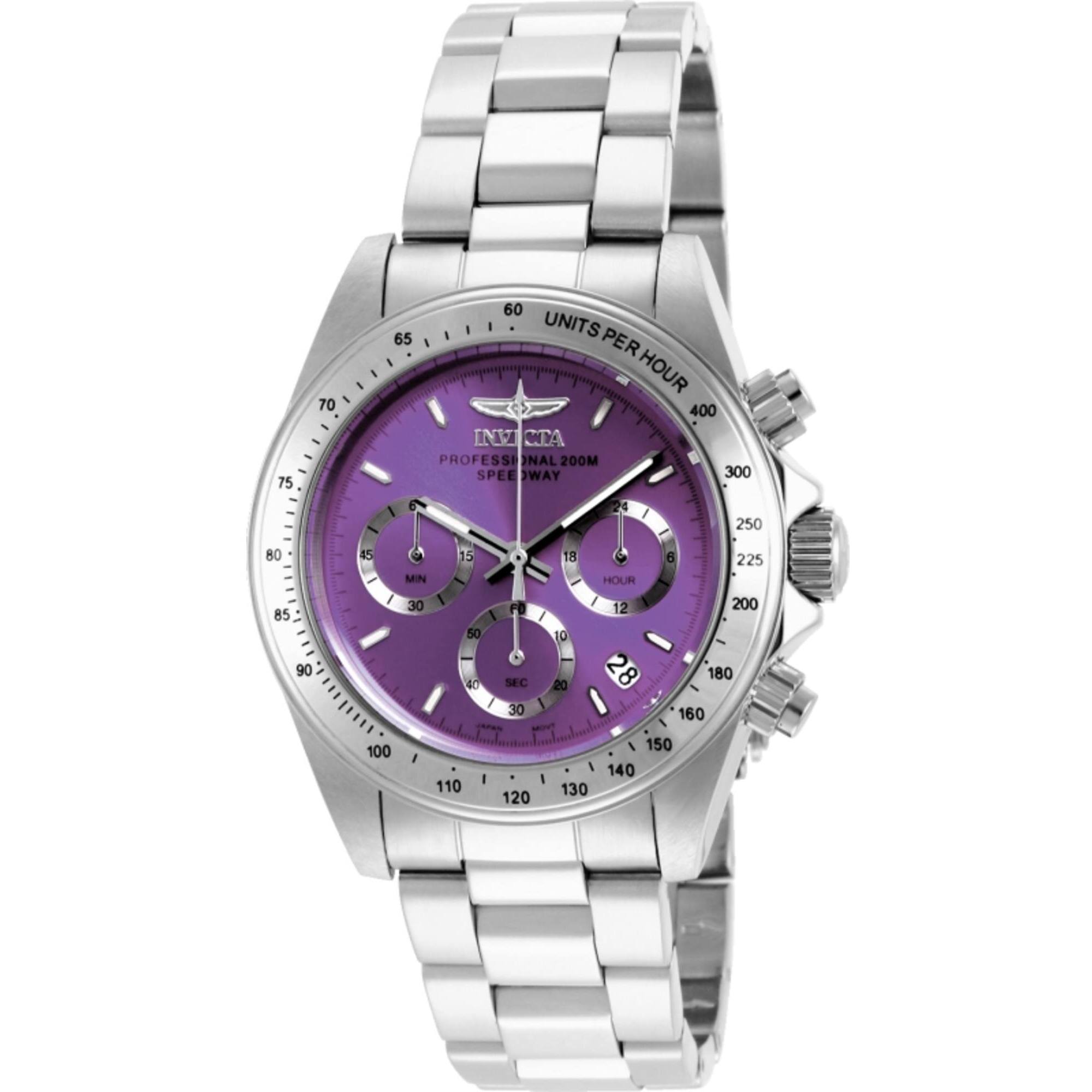Invicta Women's Watch - Speedway Chronograph Purple Dial Silver Tone Bracelet | 16656